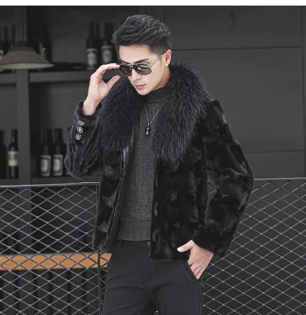 Men's Faux Fur Coat, Trendy Mid-Length Fashion Jacket