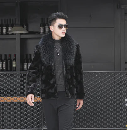 Men's Faux Fur Coat, Trendy Mid-Length Fashion Jacket