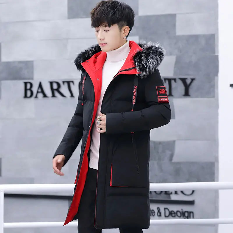 New Men's Winter Jacket Long Men's Coat with Zipper Hooded Male Coats High Quality Man Winter Brand Clothing