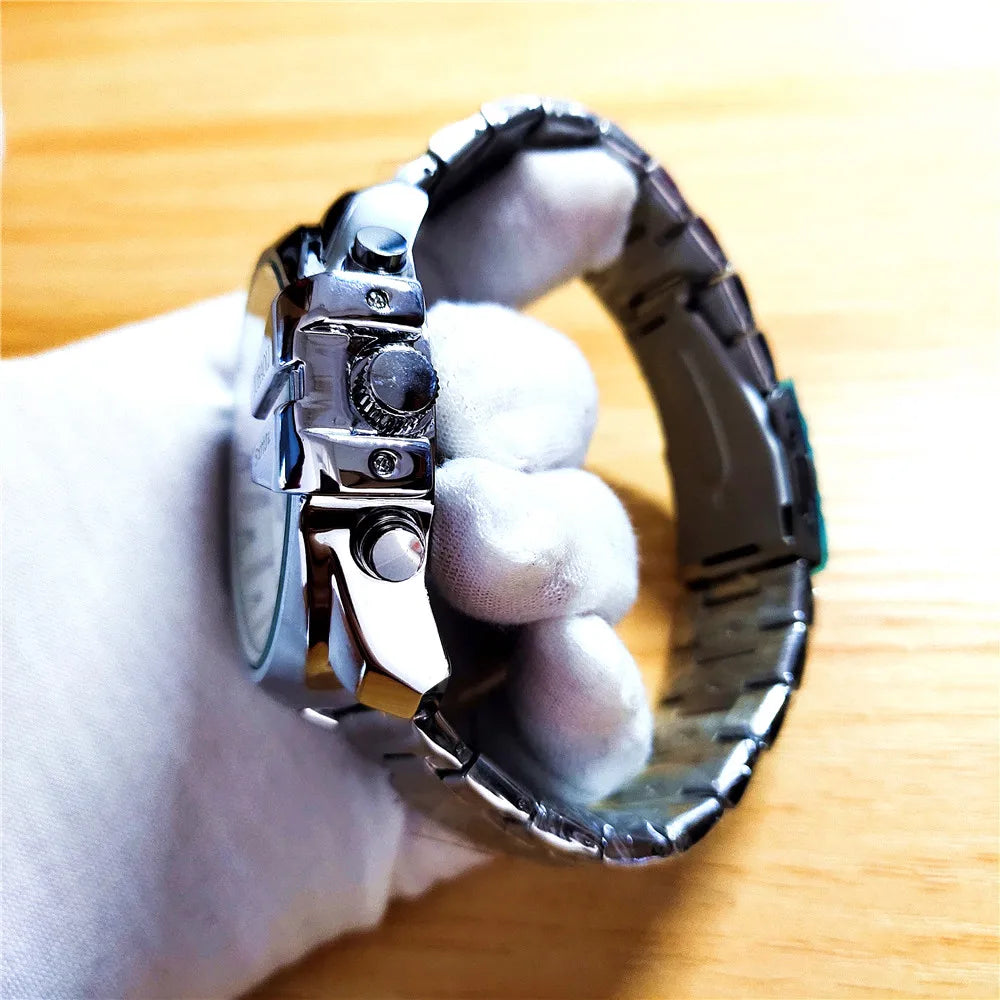 Top Brand Chronograph Watches Men Large Dial Multifunction Military Quartz Business Creative Sports Wristwatch Relogio Masculino