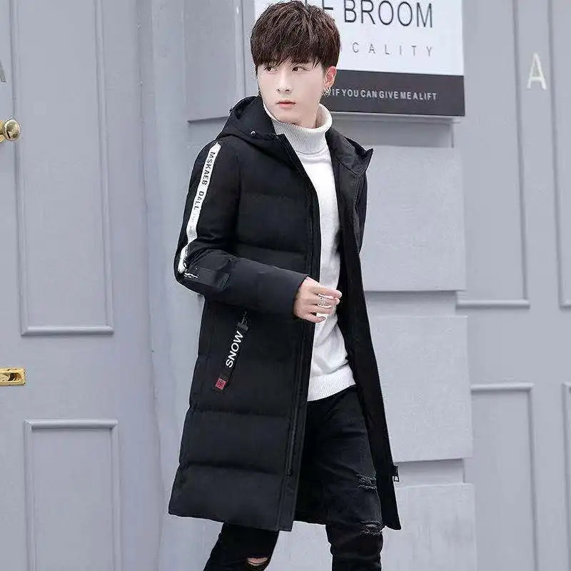 New Men's Winter Jacket Long Men's Coat with Zipper Hooded Male Coats High Quality Man Winter Brand Clothing