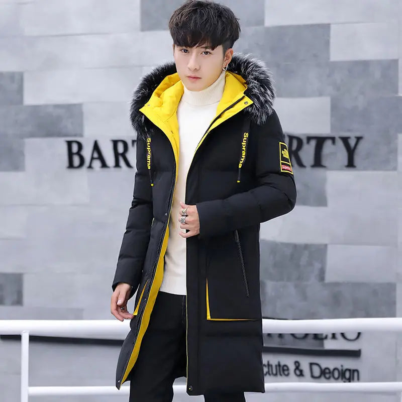 New Men's Winter Jacket Long Men's Coat with Zipper Hooded Male Coats High Quality Man Winter Brand Clothing