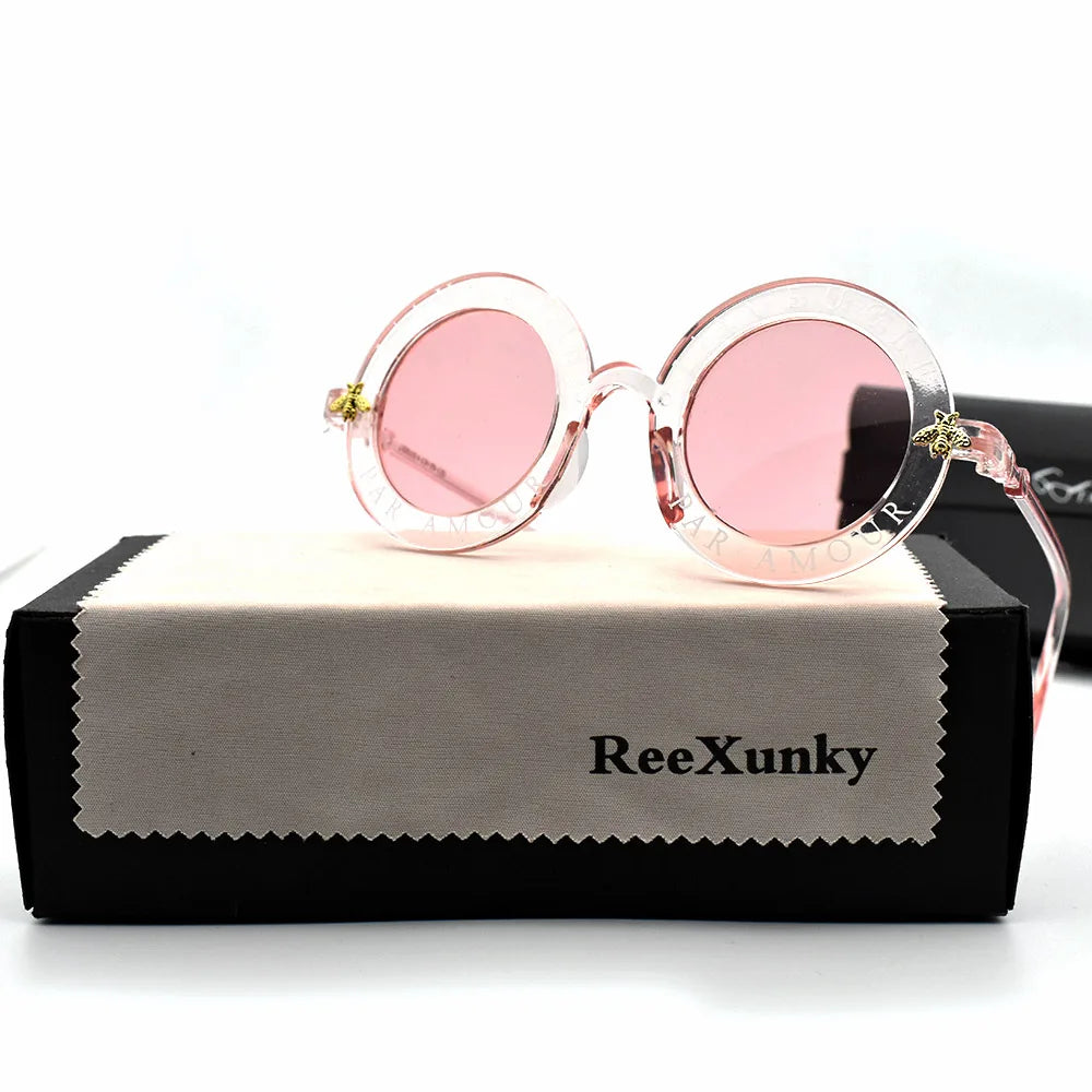 Fashion Unisex Round Retro Sunglasses Women Vintage Glasses Circle Classic Bee Letter Sun Glasses Men Shades Visor Oculos Top
