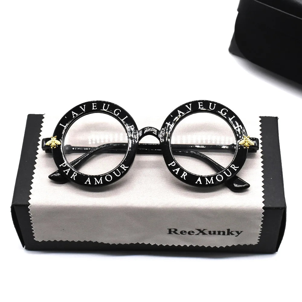 Fashion Unisex Round Retro Sunglasses Women Vintage Glasses Circle Classic Bee Letter Sun Glasses Men Shades Visor Oculos Top