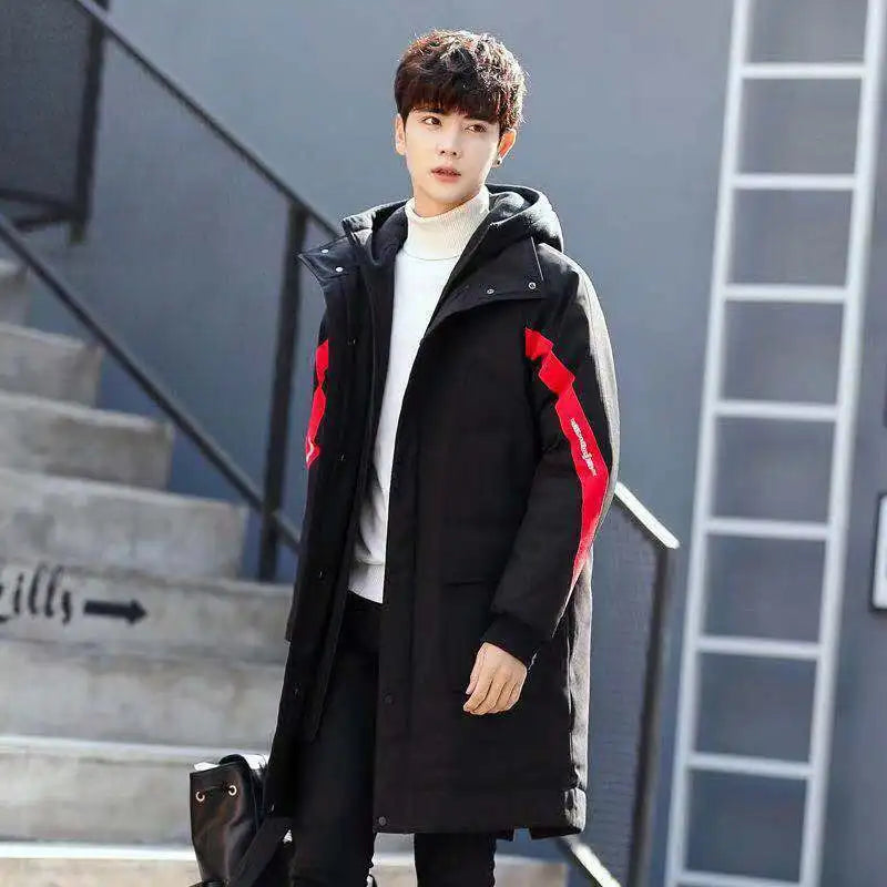 New Men's Winter Jacket Long Men's Coat with Zipper Hooded Male Coats High Quality Man Winter Brand Clothing