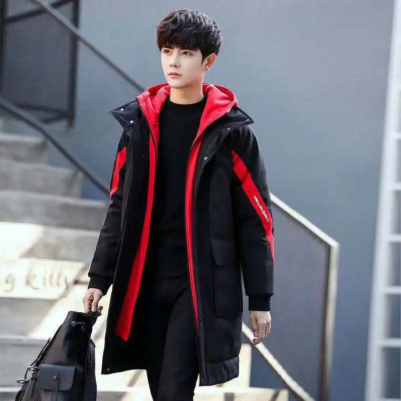 New Men's Winter Jacket Long Men's Coat with Zipper Hooded Male Coats High Quality Man Winter Brand Clothing