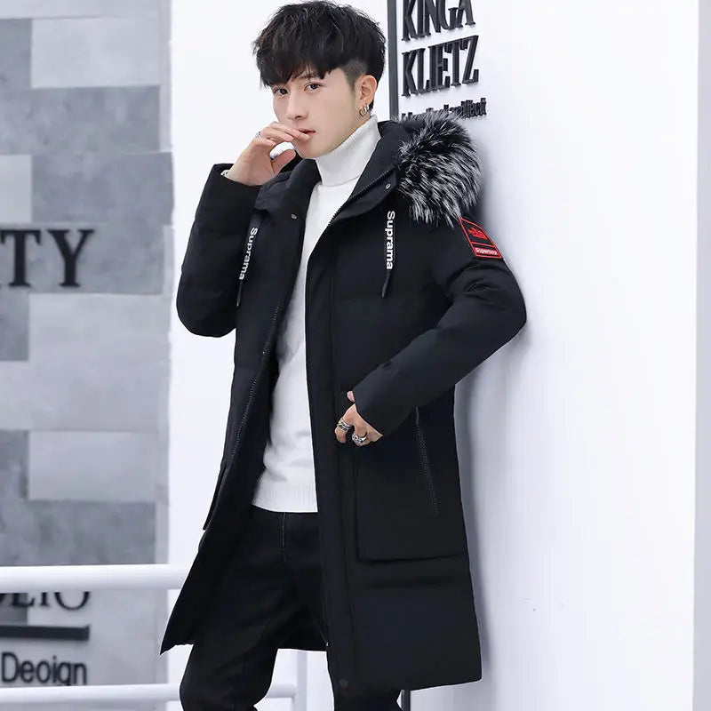 New Men's Winter Jacket Long Men's Coat with Zipper Hooded Male Coats High Quality Man Winter Brand Clothing