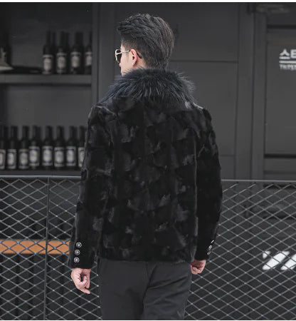 Men's Faux Fur Coat, Trendy Mid-Length Fashion Jacket