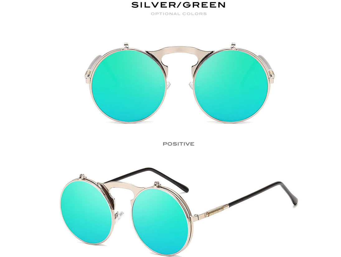 Round Frame Flip-Top Sunglasses and Sunglasses