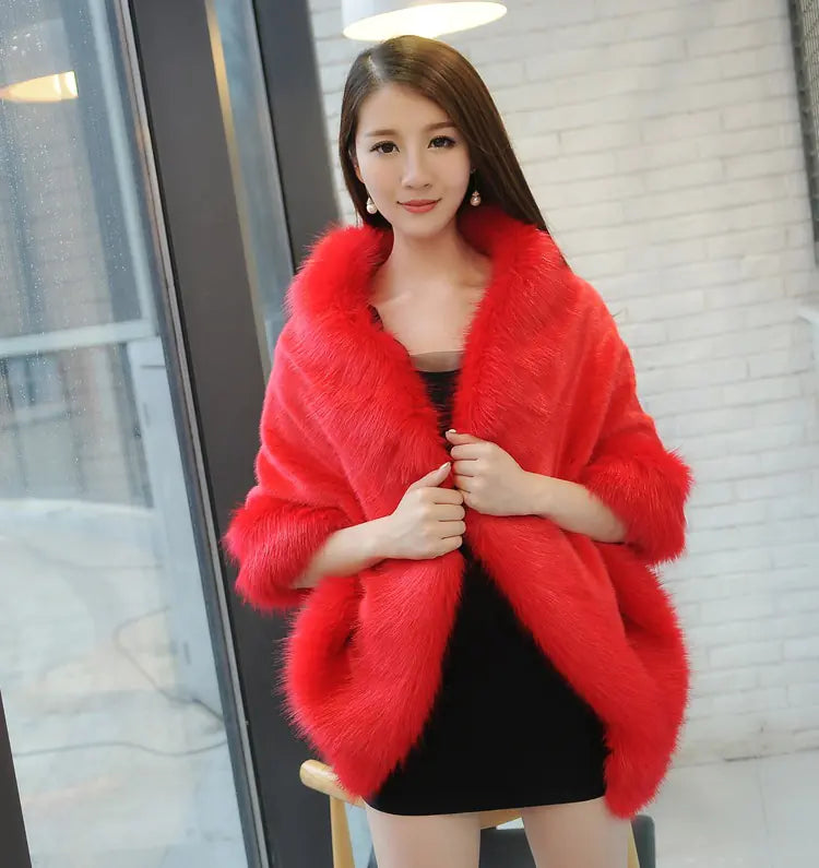 Faux Fur Short Jacket for Bridesmaids and Cozy Wrap