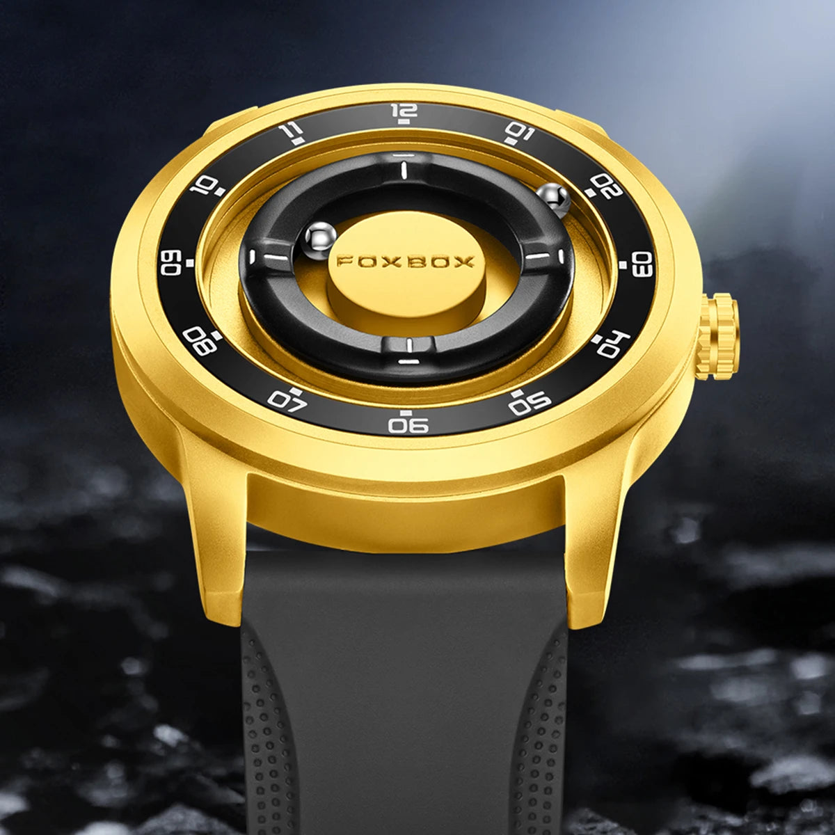 FOXBOX Unique Dial Quartz Man Watch Fashion Casual Sport Silicone Srolling Beads Clock Magnetic Force Waterproof Watches for Men