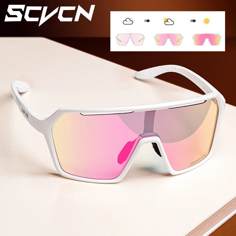 Scvcn Color Photochromic Sunglasses Cycling Glasses Sports for Men Mountain Bike Road Bicycle Fashion Eyewear Goggles UV400 MTB
