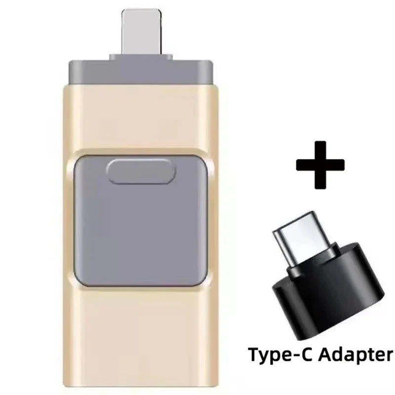 3-in-1 2TB Mobile Phone Usb Flash Drive 64g Push-pull Suitable For Apple Usb Flash Drive Large Capacity Android Computer Gift