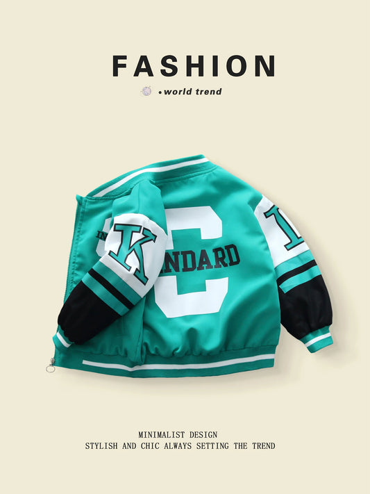 For Boys Aged 3 - 10, Trendy Solid - Color Baseball Jackets in Spring - Autumn Season