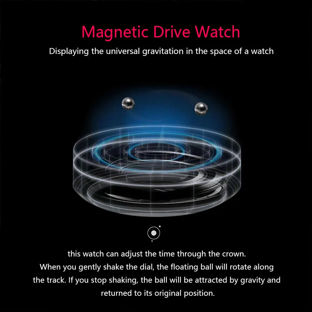 DANIEL GORMAN Magnetic Driven Watch Fashion Waterproof Quartz Watch with Black Silicone Strap Copper Case Beads Pointers DG0221