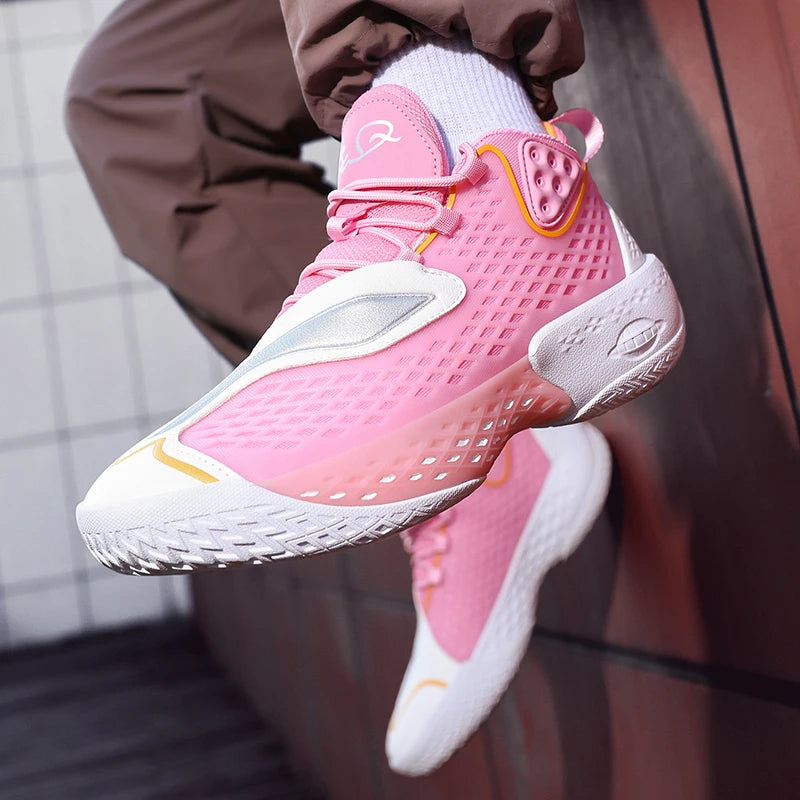 High-quality Men's Basketball Shoes Women Reflective Basketball Sneakers Men Outdoor Rubber Anti Slip Sports Training Shoes Male