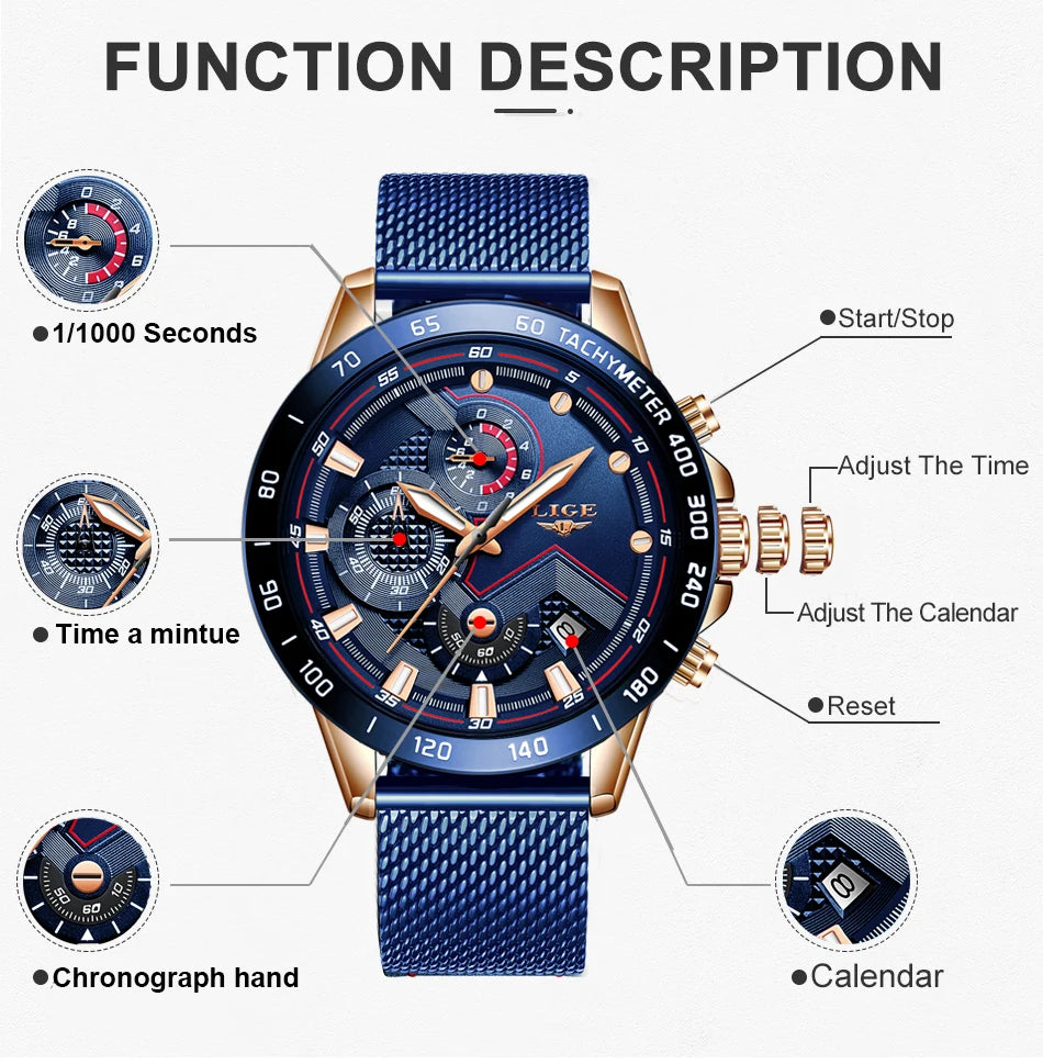 LIGE New Rose Gold Women Watch Top Brand Luxury Watch Women Quartz Sport Women's Bracelet Watches Waterproof Relogios Feminino