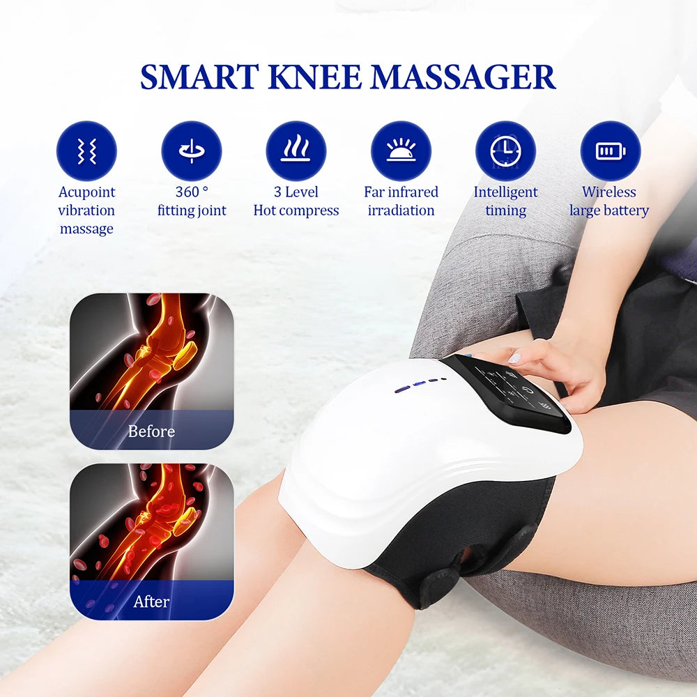 foreverlily Smart Cordless Knee Massager Vibration Air Pressure Knee Relaxing Massage Electric Elbow Shoulder Knee masajeador