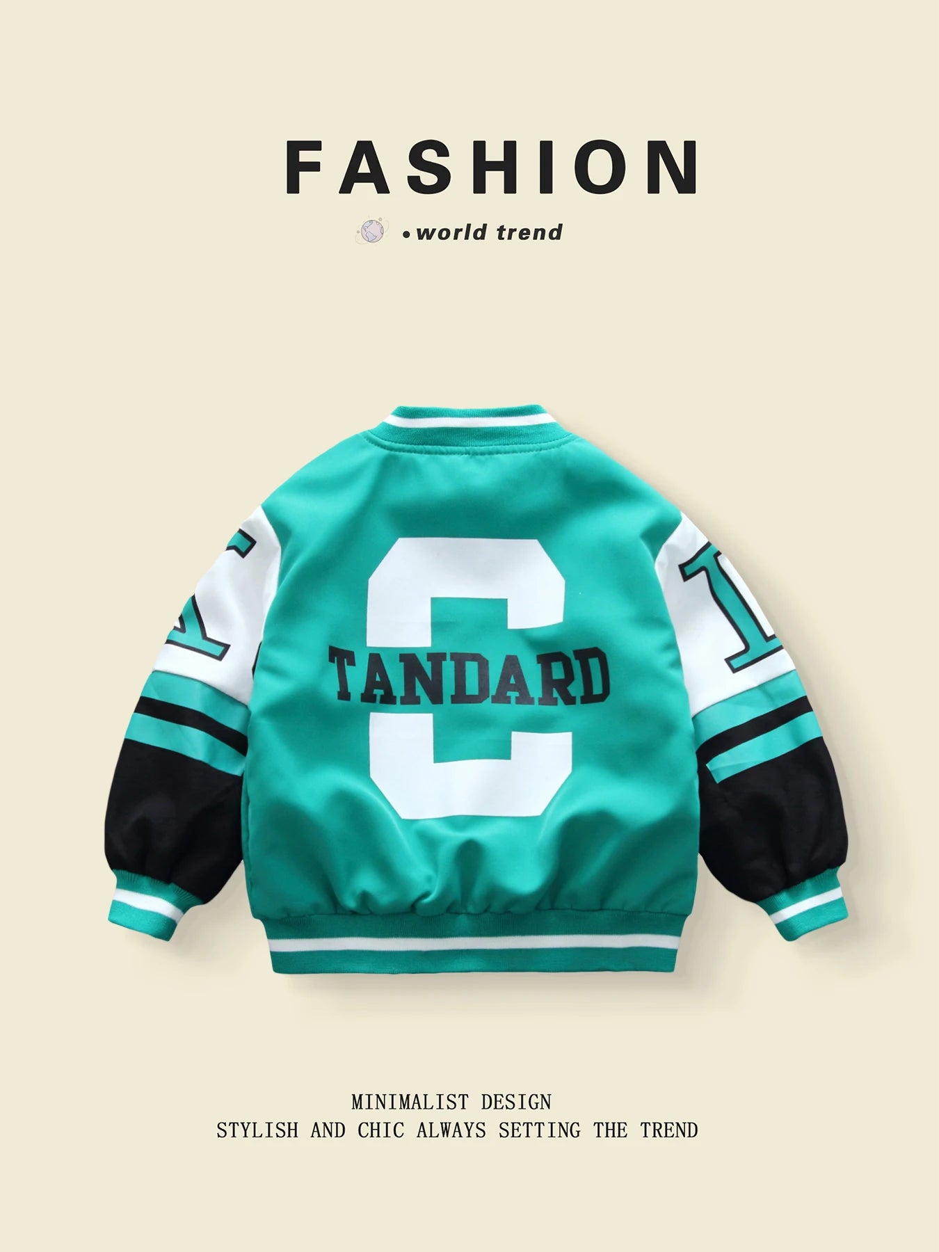 For Boys Aged 3 - 10, Trendy Solid - Color Baseball Jackets in Spring - Autumn Season