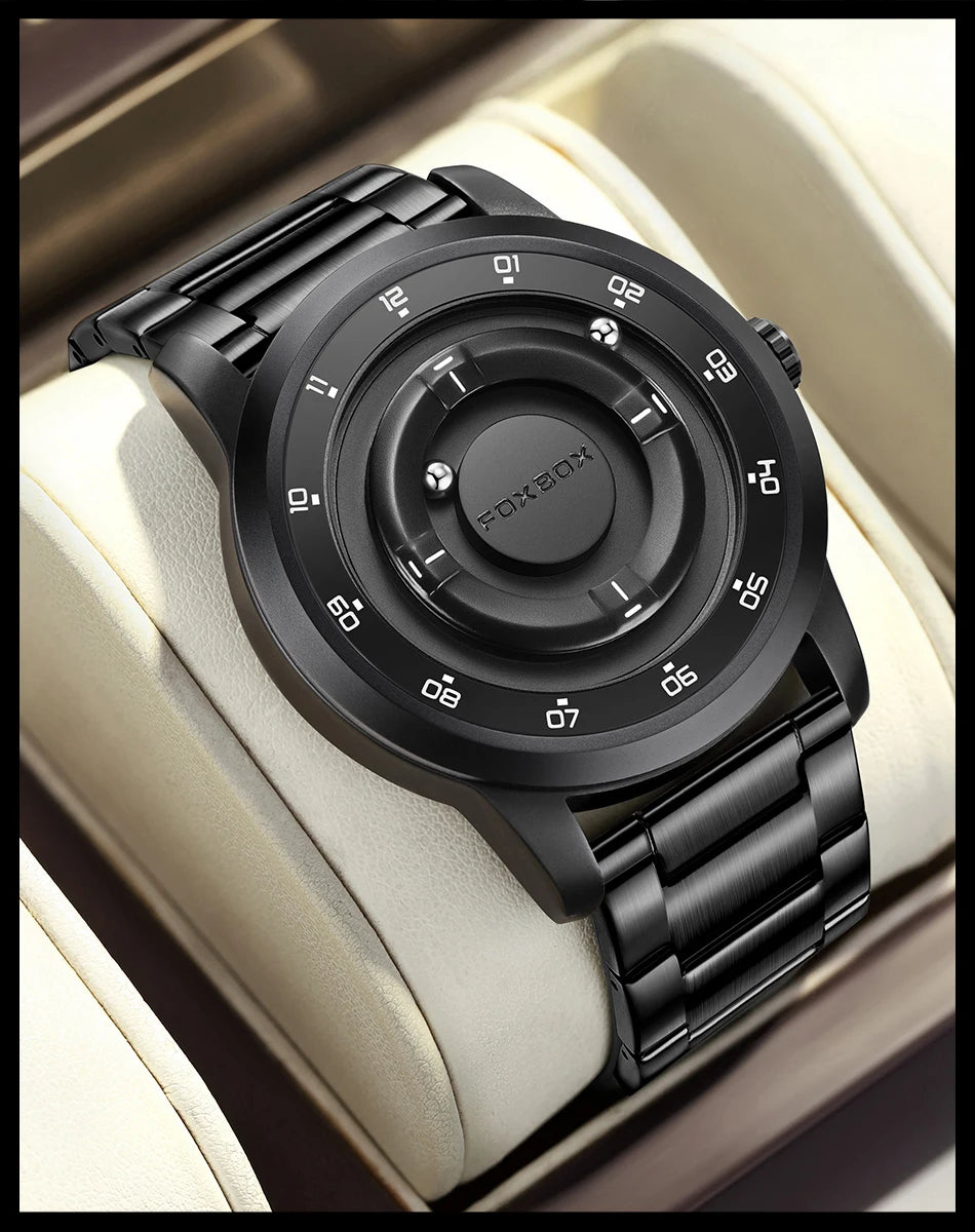 Foxbox 2025 Luxury Watches Men Creative Scrolling Beads Quartz Wristwatches Fashion Waterproof Magnetic Force Mens Watch Reloj