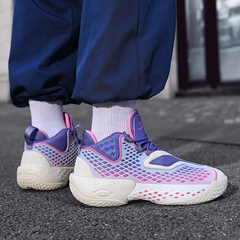 High-quality Men's Basketball Shoes Women Reflective Basketball Sneakers Men Outdoor Rubber Anti Slip Sports Training Shoes Male