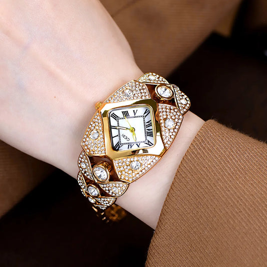 2025 New Women Watch Light Luxury Brand Diamond Inlaid Bracelet Watches Waterproof Ladies Fashion Quartz Clock Wristwatch Gift