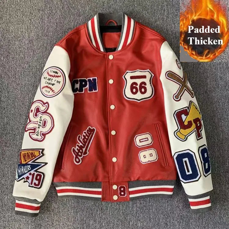 Streetwear Men Bomber Varsity Jackets Embroidery Pu Leather Jacket Baseball Motorcycle Coat Outerwear Winter Men Clothing Unisex