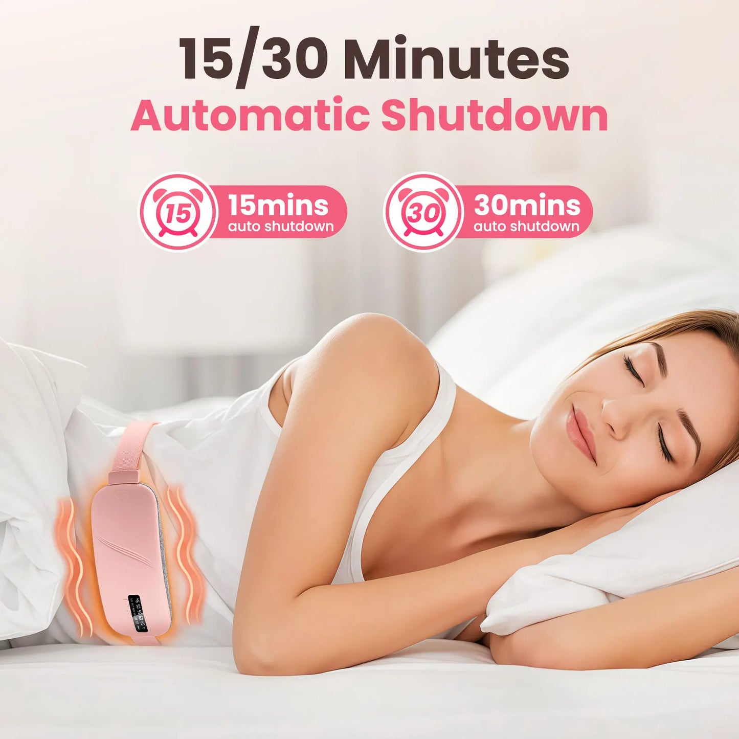 Women’s Period Pain Relief Belt Fast Heating 45-65°C 4 Adjustable Vibration Portable Menstrual Massager for Stomach/Back Pain