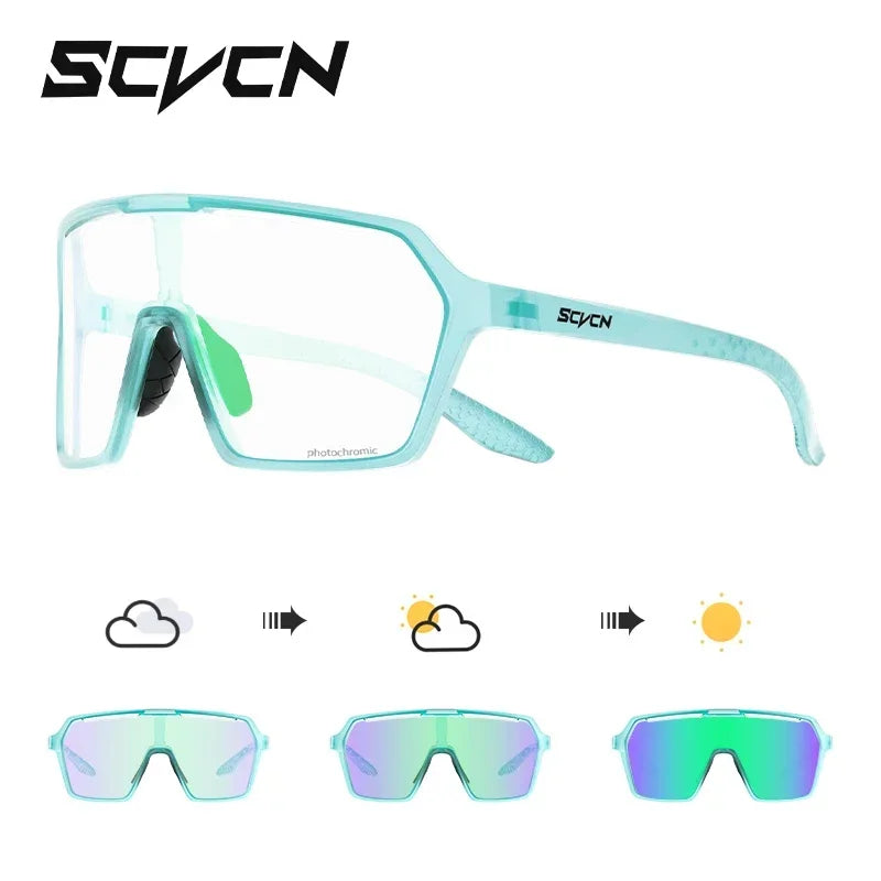 Scvcn Color Photochromic Sunglasses Cycling Glasses Sports for Men Mountain Bike Road Bicycle Fashion Eyewear Goggles UV400 MTB