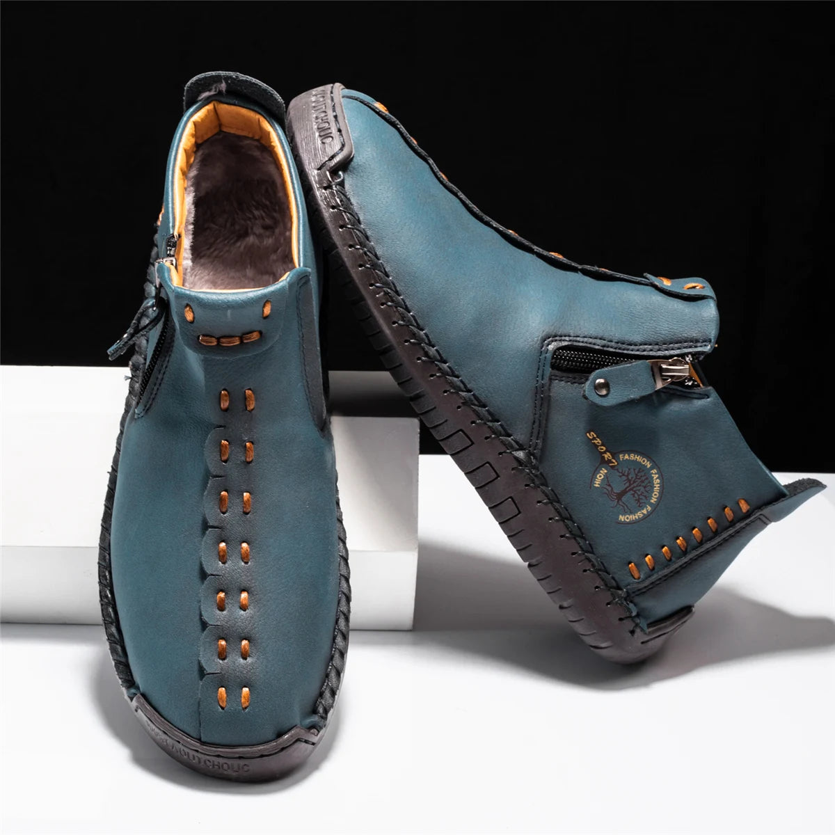 2025 New Men's Handmade Leather Loafers Boots Fashion Ethnic Style Casual Shoes Comfortable Lightweight Breathable Mens Boots