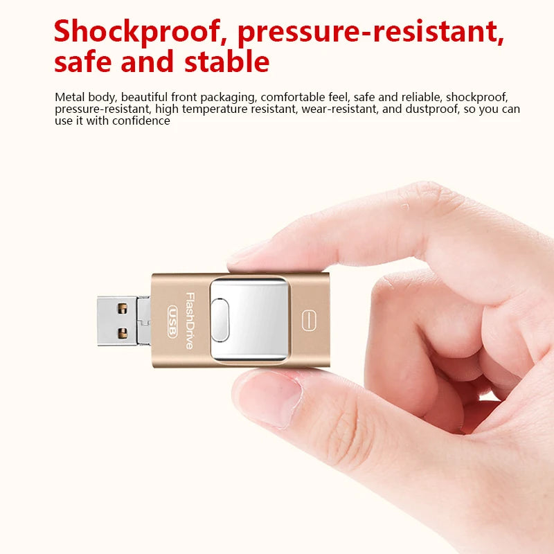 3-in-1 2TB Mobile Phone Usb Flash Drive 64g Push-pull Suitable For Apple Usb Flash Drive Large Capacity Android Computer Gift