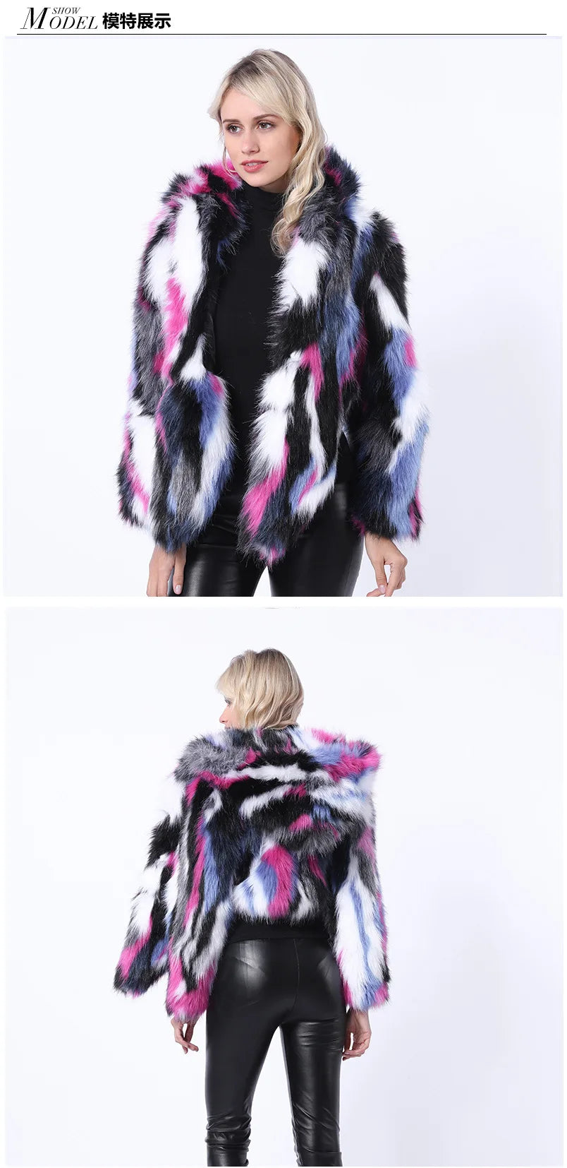 2018 New European and American Women's Clothing Top Imitation Fox Fur Color Fur Short Coat