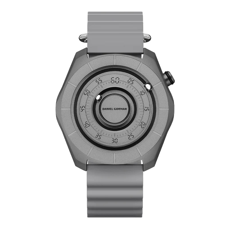 DANIEL GORMAN Magnetic Bead Pointers Quartz Watch for Men Military Sport Waterproof Luminous Wristwatch with Red Strap DG0788