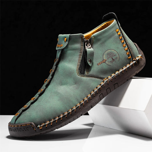 2025 New Men's Handmade Leather Loafers Boots Fashion Ethnic Style Casual Shoes Comfortable Lightweight Breathable Mens Boots