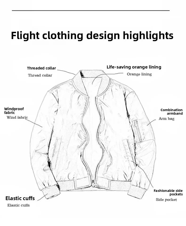 Men's Jacket Spring and Autumn Air Force MA1 Pilot Jacket Heavy Industry Embroidery Motorcycle American Fashion Baseball Jacket