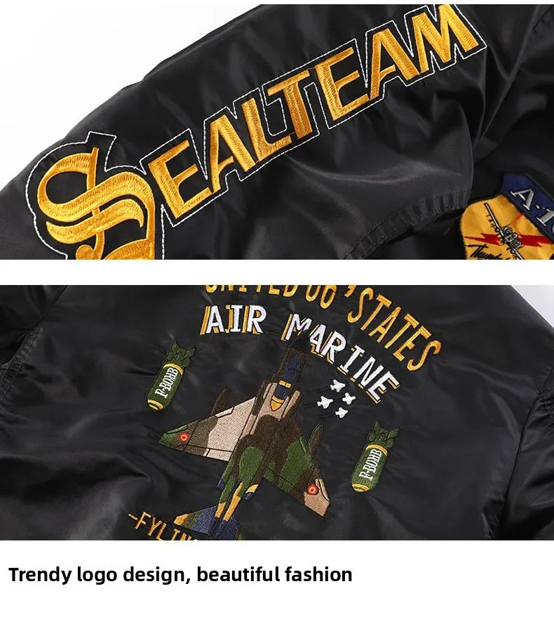 Men's Jacket Spring and Autumn Air Force MA1 Pilot Jacket Heavy Industry Embroidery Motorcycle American Fashion Baseball Jacket