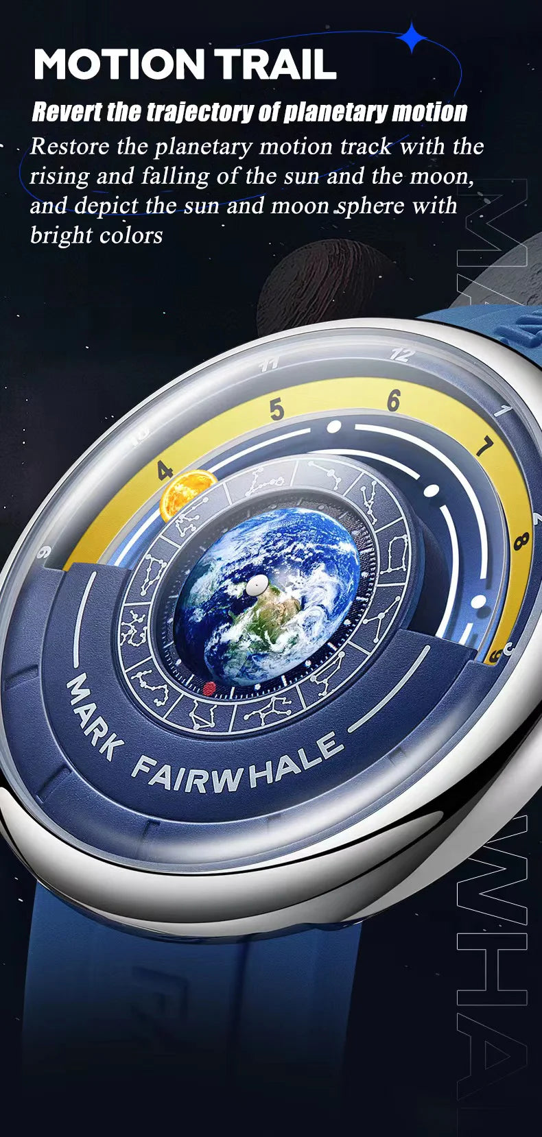 Mark Fairwhale 5700 Men's Watches Brand Silicone Strap Planet For Men Top Quartz Watch Reloj Hombre