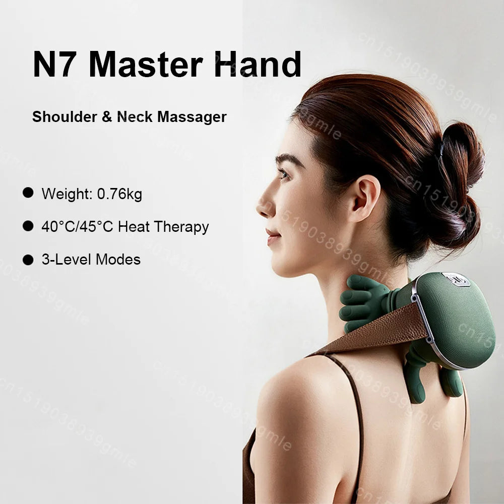 Heated Neck Massager Cervical Spine Massager Electric Kneading Neck Massager Deep Fatigue Relief Relax Muscle Hot Compress
