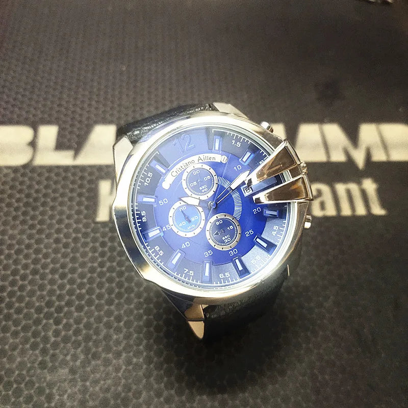 Top Brand Chronograph Watches Men Large Dial Multifunction Military Quartz Business Creative Sports Wristwatch Relogio Masculino