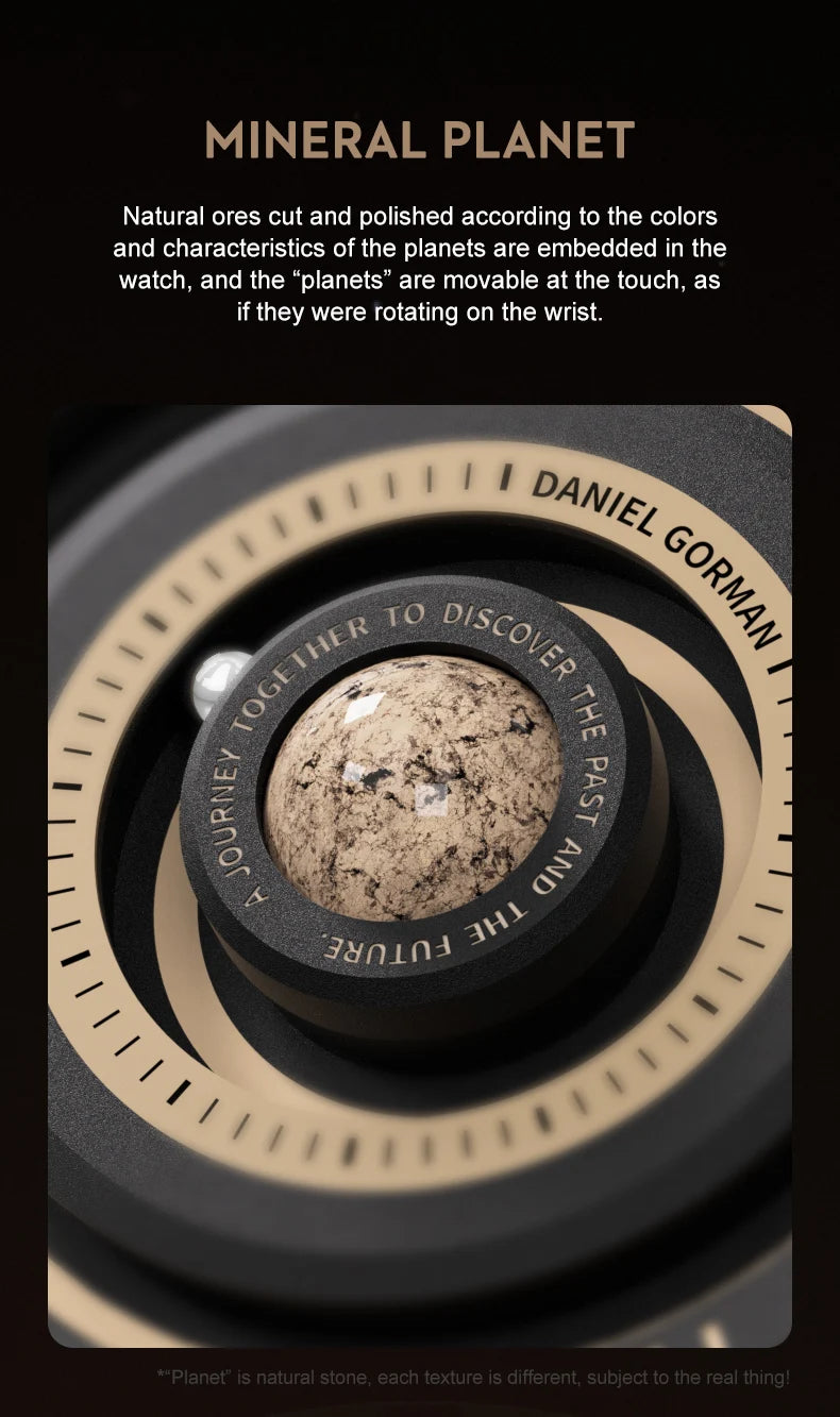 DANIEL GORMAN Red Planet Design Quartz Watch for Men Waterproof Luminous Sport Wristwatch with Magnetic Bead Pointers DG0525Red