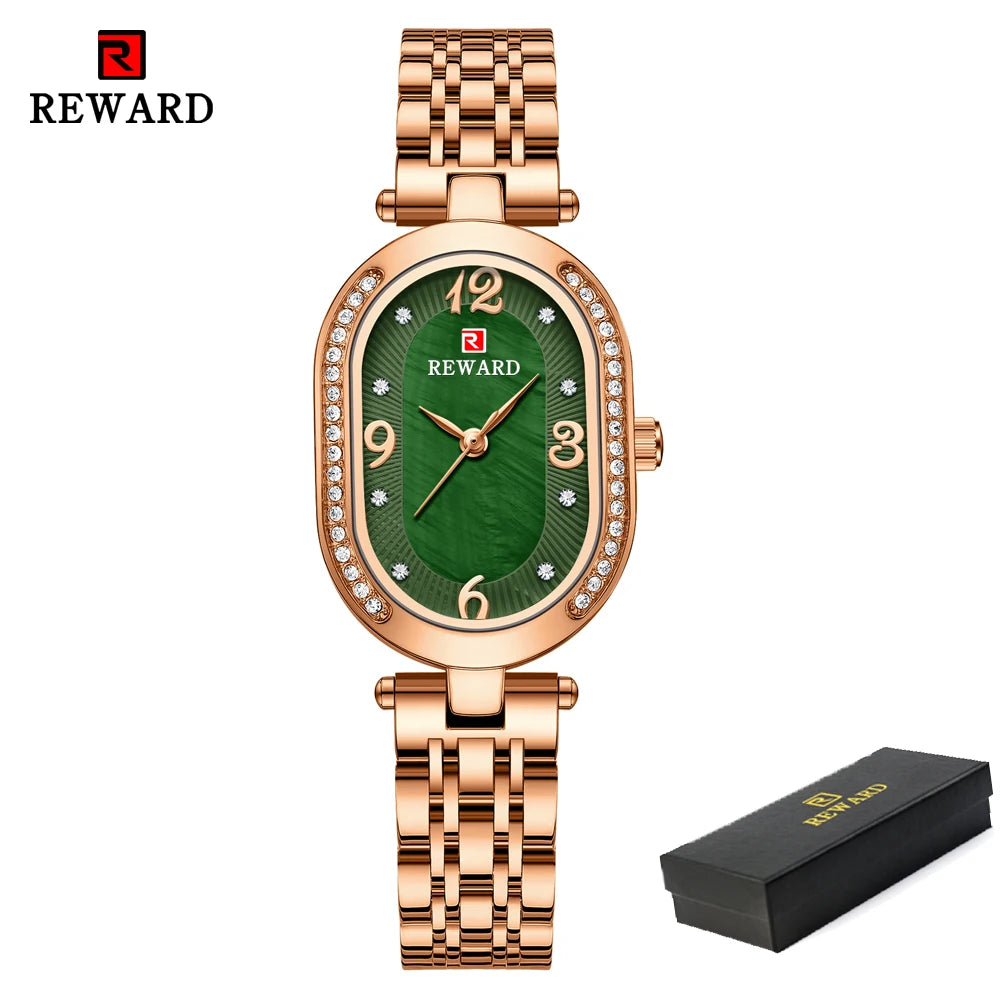 REWARD Exquisite Minimalist Women Watch Luxury Fashion Stain Steel Ladies Waterproof Quartz Wristwatch Rose Gold Female Clock
