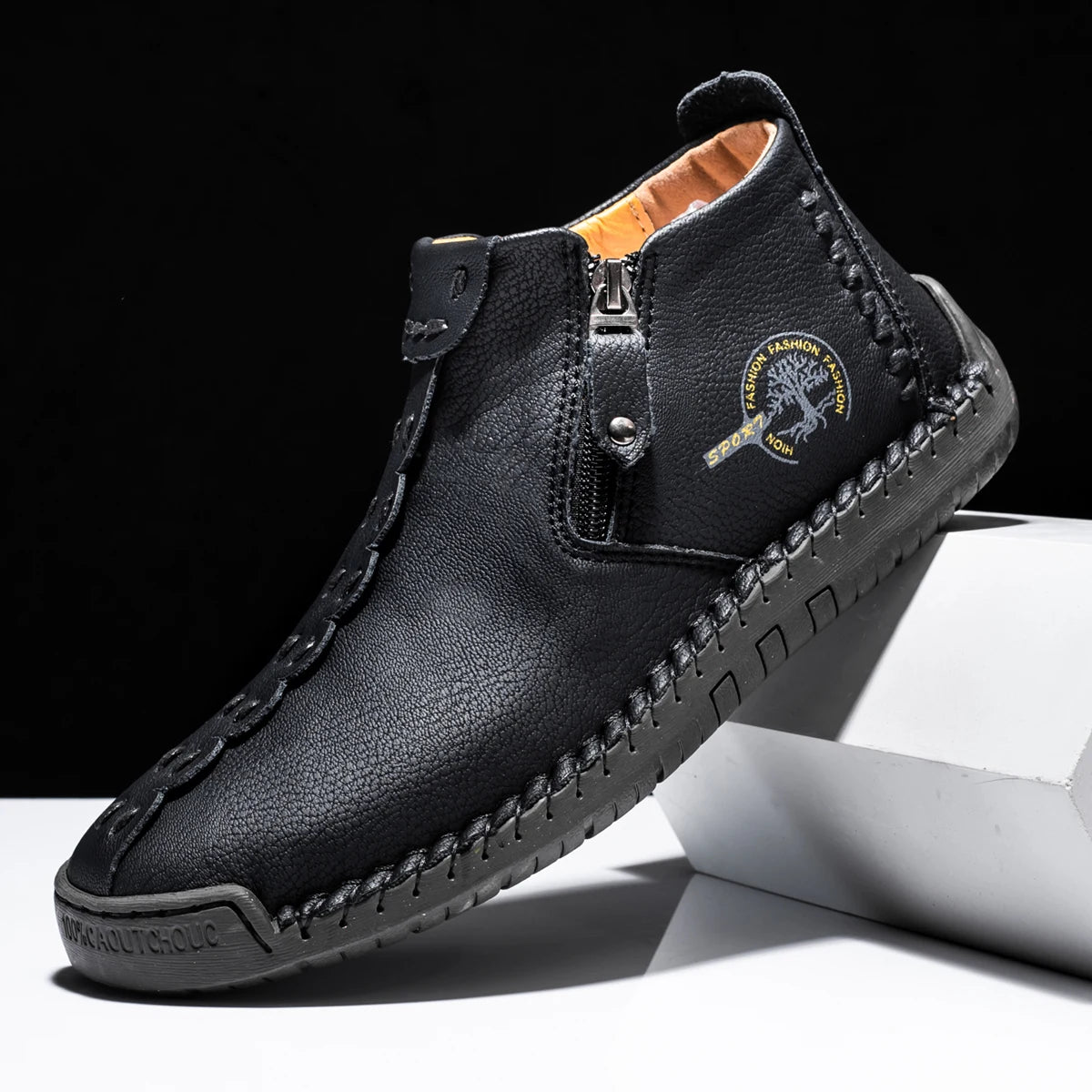 2025 New Men's Handmade Leather Loafers Boots Fashion Ethnic Style Casual Shoes Comfortable Lightweight Breathable Mens Boots