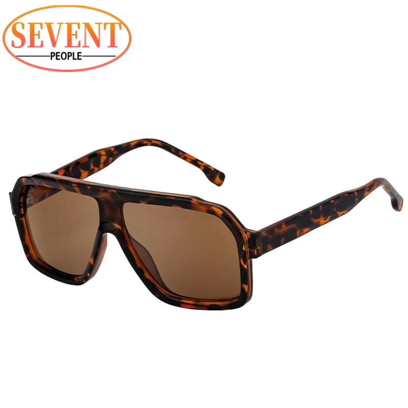 Classic Oversized Square Sunglasses Men 2024 Luxury Brand Trendy Metal Big Frame Goggles Eyewear Stylish Sun Glasses For Ladies