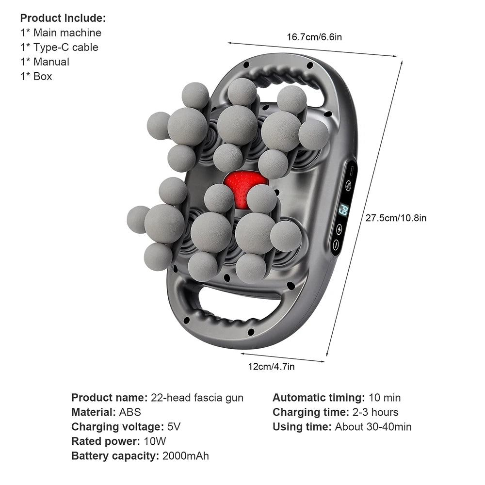 22-Head Fascia Gun High-Frequency Vibration Body Massage Gun Back and Waist Massager Neck Shoulder Massager Muscle masajeador