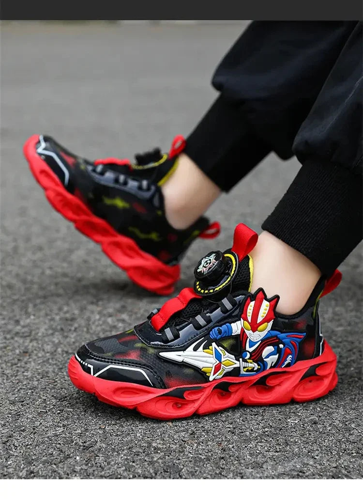 Boys Girls Sneakers Boots LED Footwear Luminous For Kids Light Button Lock Laces Shoes Cartoon Children's Baby Kids