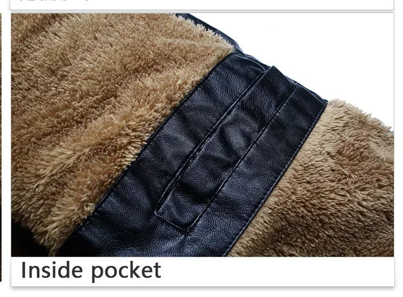 Suit Vintage Plus Velvet PU Leather Jacket Casual Blazer Men's Slim Fit Leather Jacket Streetwear Man Outerwear Leather Jackets