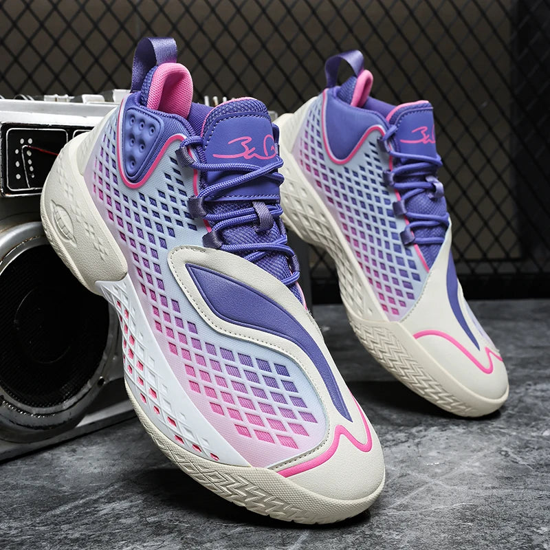 High-quality Men's Basketball Shoes Women Reflective Basketball Sneakers Men Outdoor Rubber Anti Slip Sports Training Shoes Male