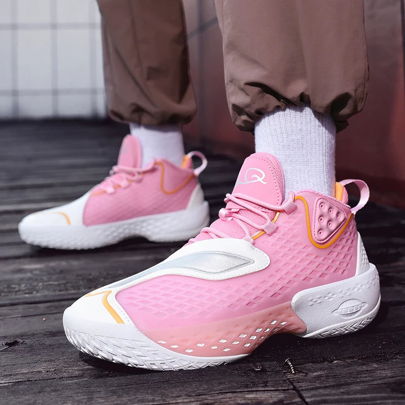 High-quality Men's Basketball Shoes Women Reflective Basketball Sneakers Men Outdoor Rubber Anti Slip Sports Training Shoes Male