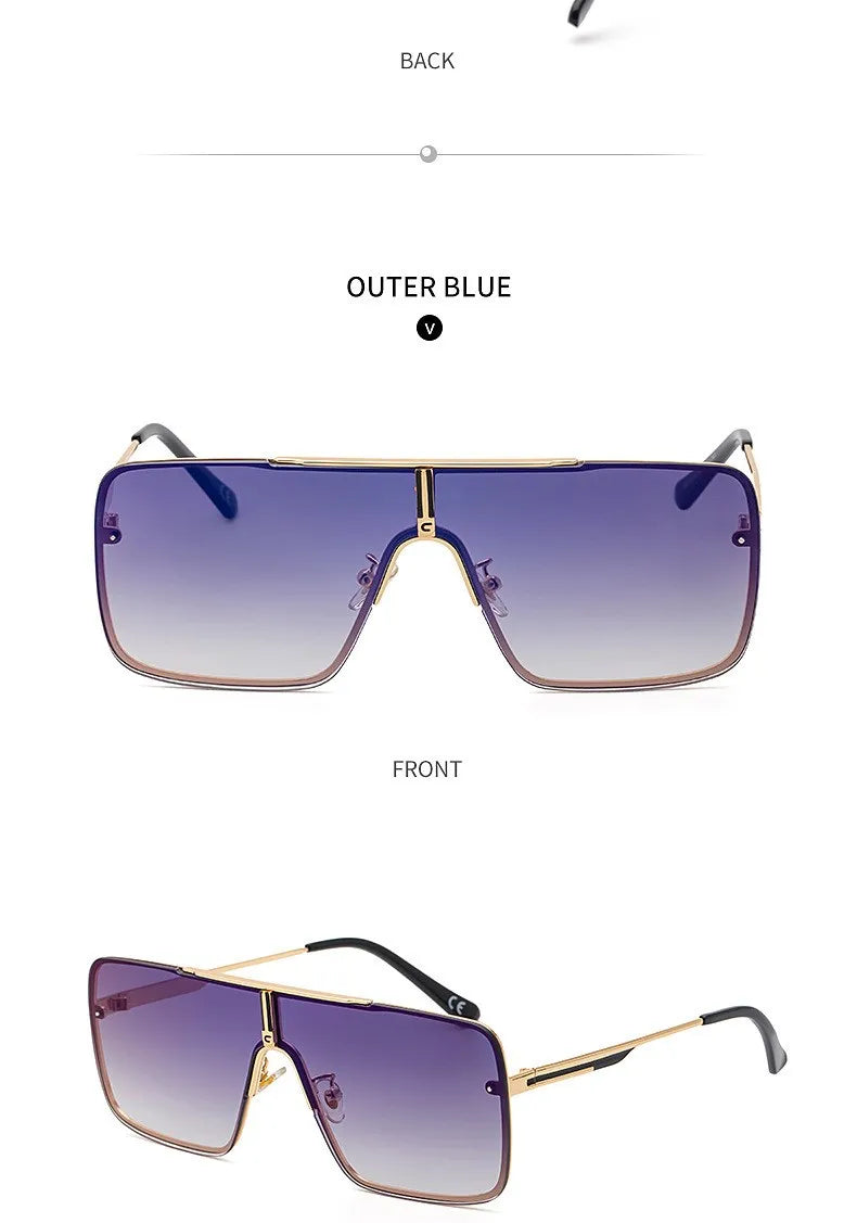 Fashion Oversized Square Sunglasses For Men Big Frame 2025 Luxury Brand Design Metal Frame Sun Glasses Man Retro Shades Eyewear