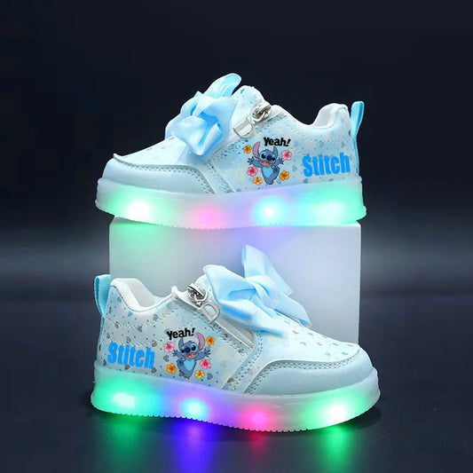 Stitch Children's Luminous Shoes LED sneakers for boys and girls Casual sports Kids Pink white toddler walking shoes Cartoon